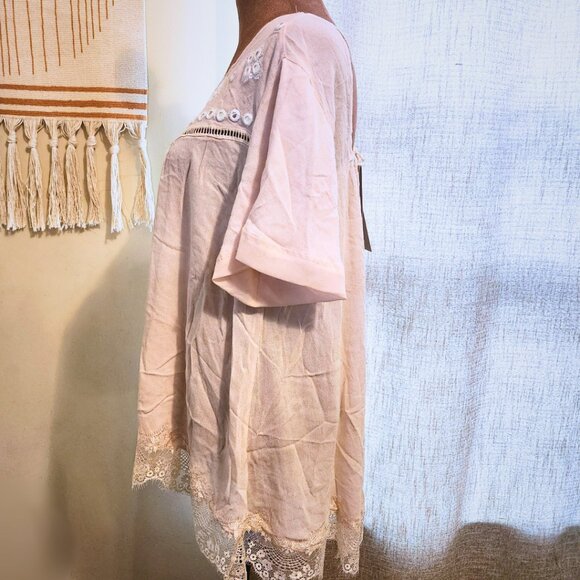 POL Cream/Soft Pink NWT Blouse with Lace Trim | Boho & Fairycore | Size S - Picture 2 of 9